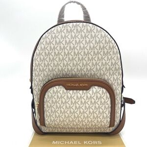Michael Kors Medium Jaycee Zip Packet Backpack Vanilla/Brown